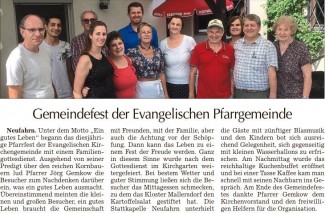 Zeitungsartikel Gemeindefest